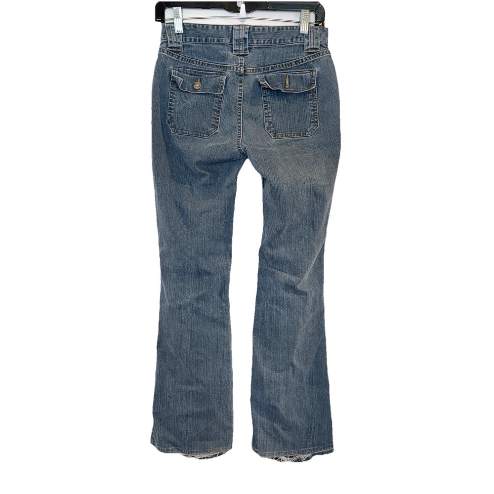 Ellemenno 3 Low Rise Bootcut Denim Blue Flap Pocket Y2K Vintage Distressed